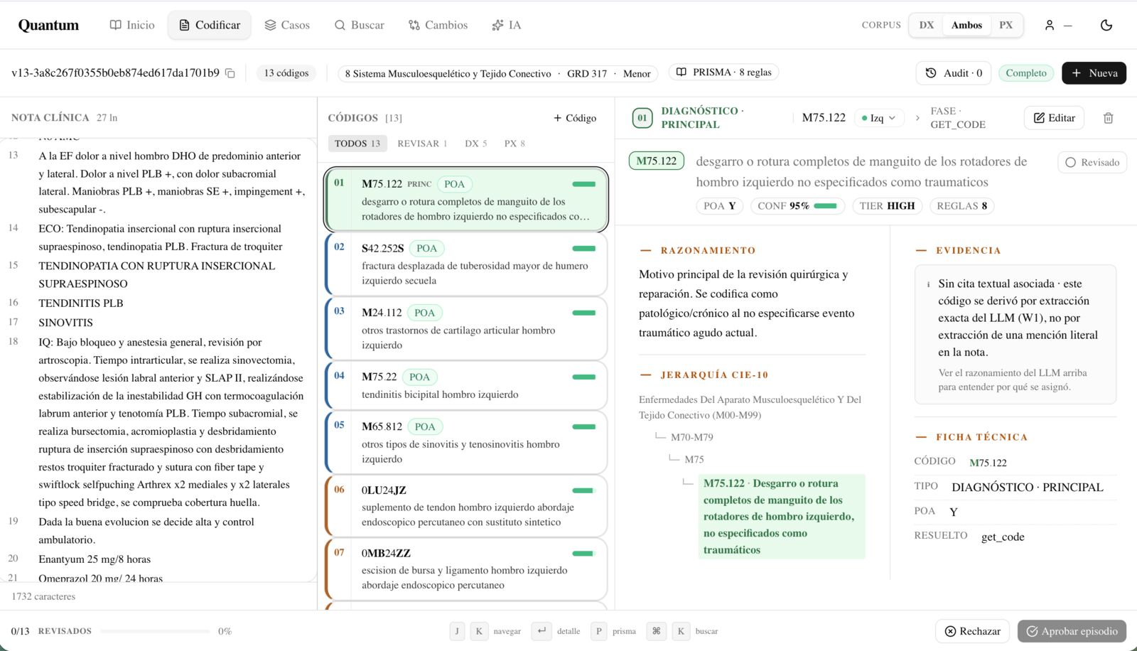 Real-time codification: clinical note transcribed and CIE-10 codes inferred