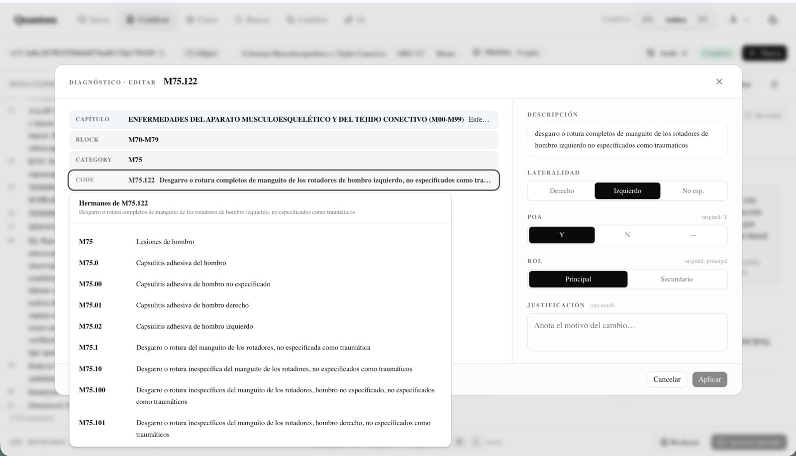Smart suggestions: sibling codes within the same family